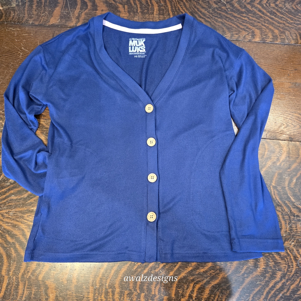Muk Luks "Jessica" long sleeve button-up cardigan‎ in indigo size XS